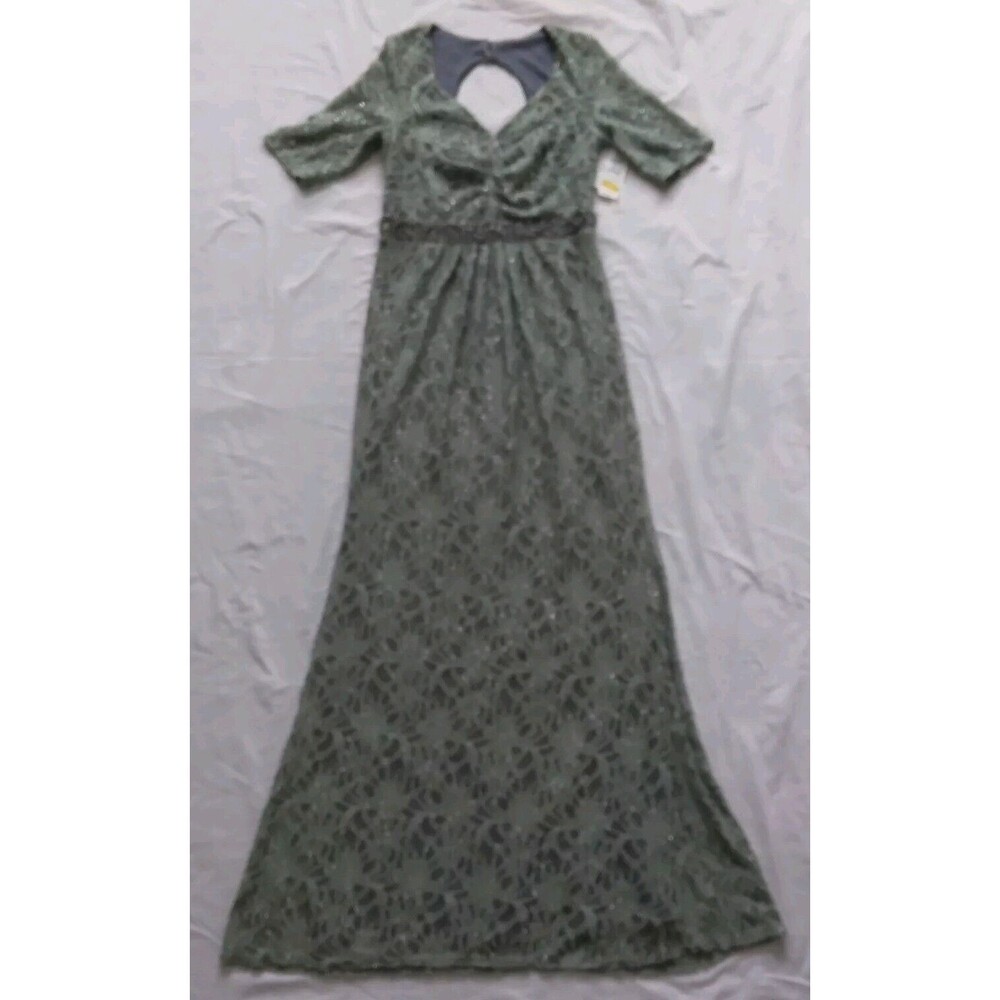 One by Eight Dress Gown Green Lace Overlay Regencycore Bridgerton Womens Size 6